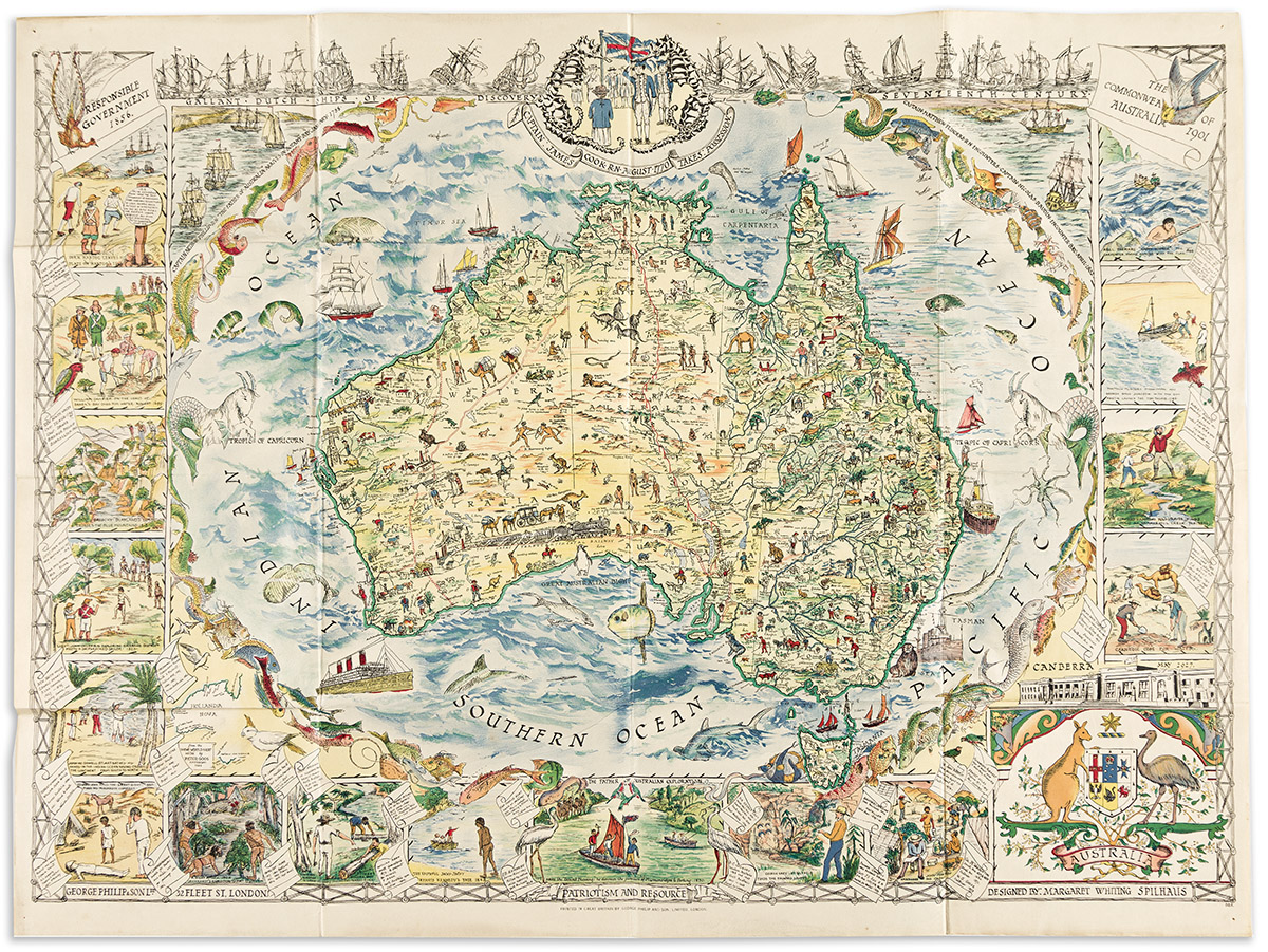 (PICTORIAL MAPS.) Margaret Whiting Spilhaus. Australia.